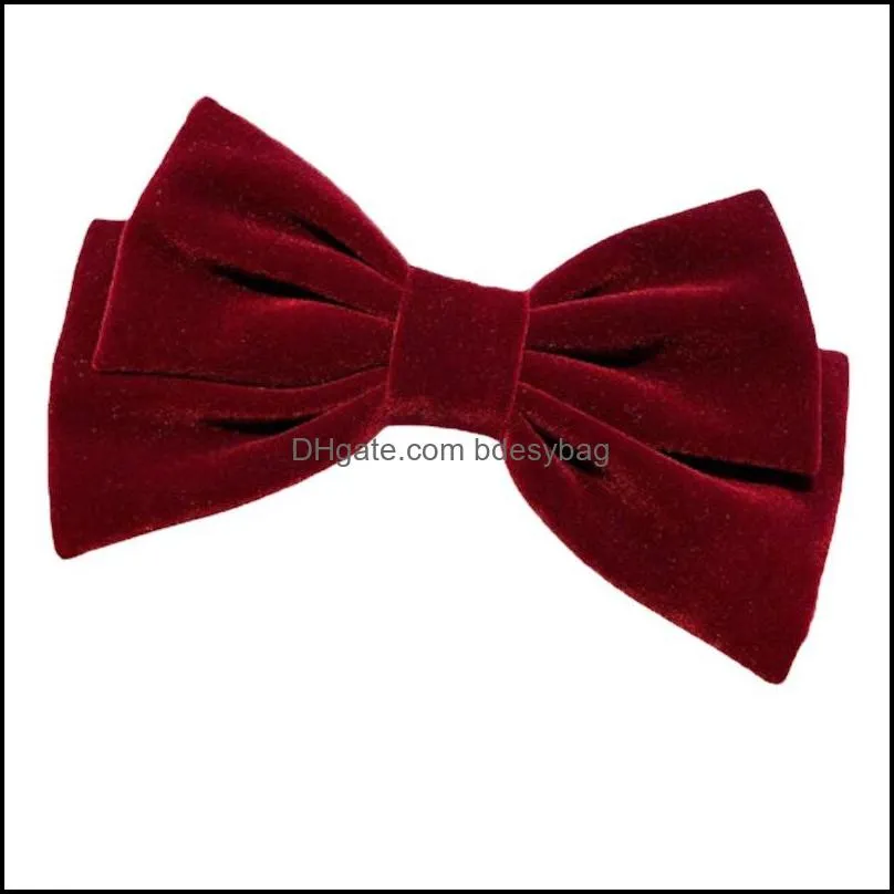 large velvet bow hair clips women girls elegant knot ties hairpins vintage black wine red accessories for party 211274