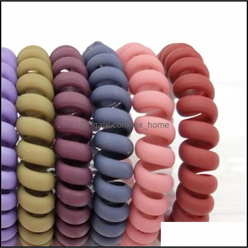 frosted colored telephone wire elastic hair bands for girls headwear ponytail holder rubber bands women hair accessories