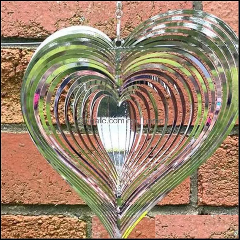 decorative object figurines stereo rotary wind chime spinner beating heart 3d flowing light effect decor church garden porch mxhome