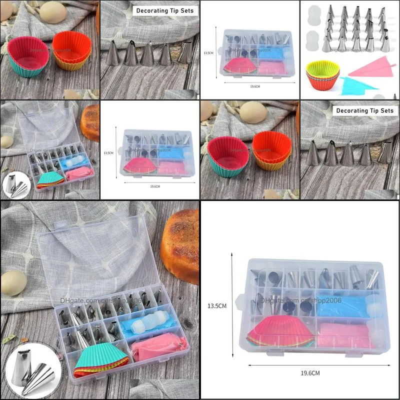 baking & pastry tools 32pcs stainless steel boxed decorating tip sets bag cream tpu cake decoration accessoriescake