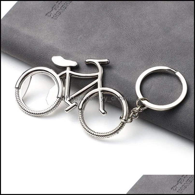 creative metal beer bottle opener fashion cute bike bicycle keychain key rings for lover biker bottle openers men`s gift