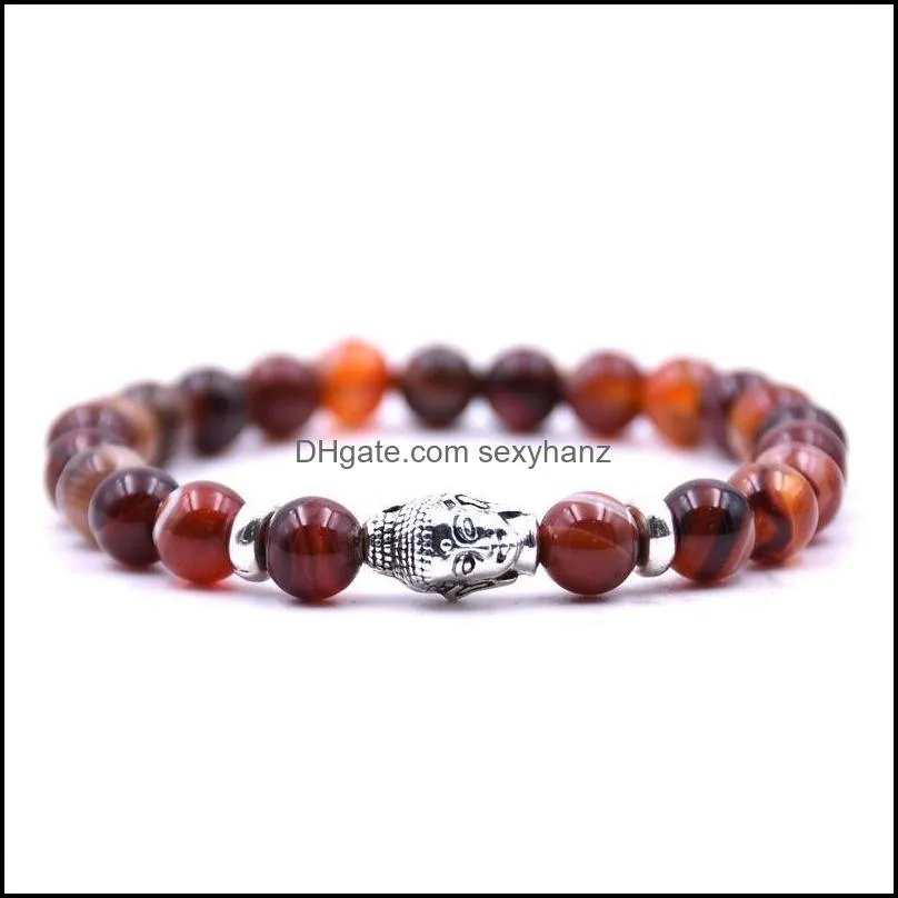 natural stone bracelet & bangle luxury charm bracelet palm dragon  owl armor barbell leopard skull cross buddha bead bracelet