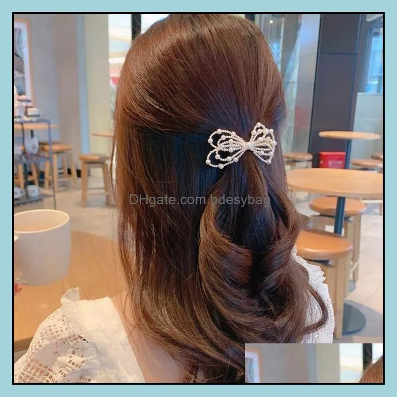 pearl hair clips head hairpin back headpiece bow flower hair grip 211678