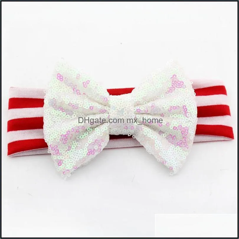 american flag children`s hair bow baby girls bowknot headband kids head accessories with sequins mxhome