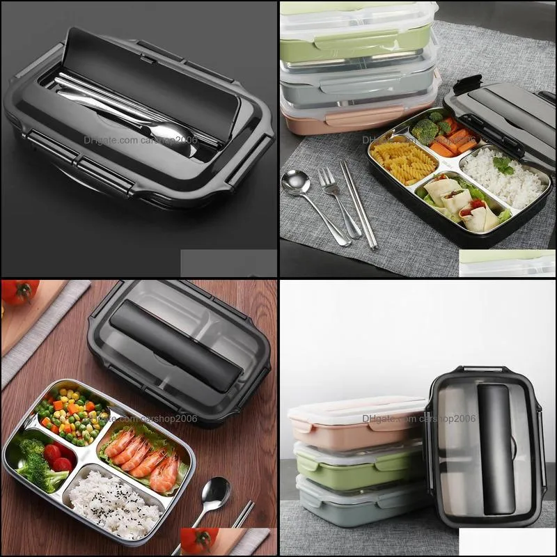 quality stainless steel lunch box containers with compartments portable bento container with tableware