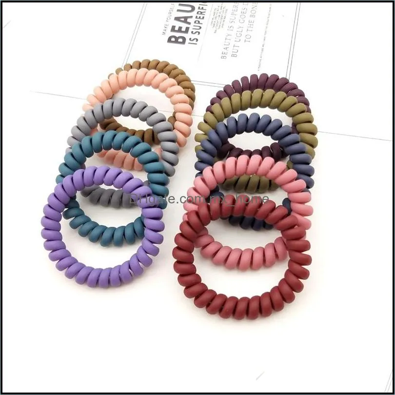 frosted colored telephone wire elastic hair bands for girls headwear ponytail holder rubber bands women hair accessories