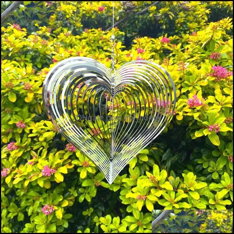 decorative object figurines stereo rotary wind chime spinner beating heart 3d flowing light effect decor church garden porch mxhome