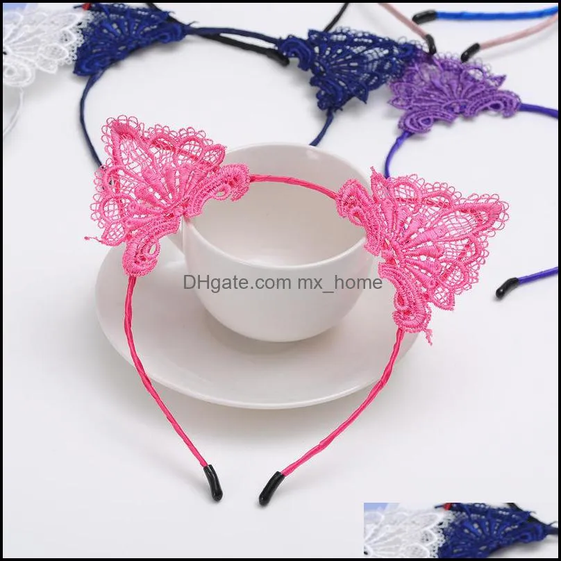 lace headband cat ear girls head hoops elastic hair band wedding party photography style headwear women hair accessories