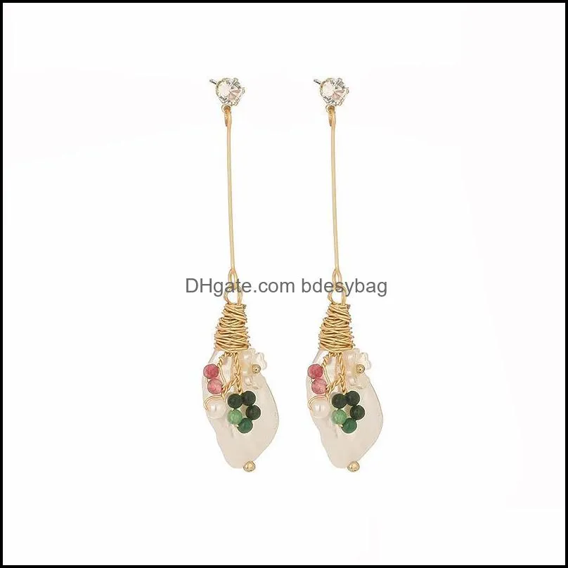 dangle & chandelier vintage baroque pearl earrings women flower manual winding design elegant natural stone eardrop fashion jewelry
