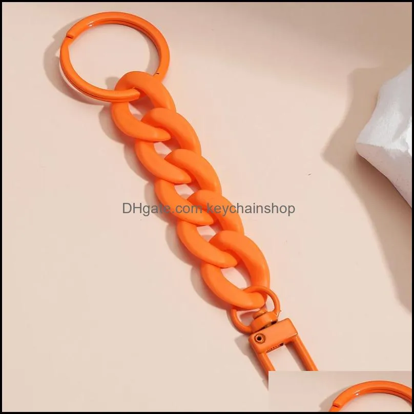 acrylic plastic link chain keychain macaron color handmade key ring for women girls handbag pendant accessories friendship gifts