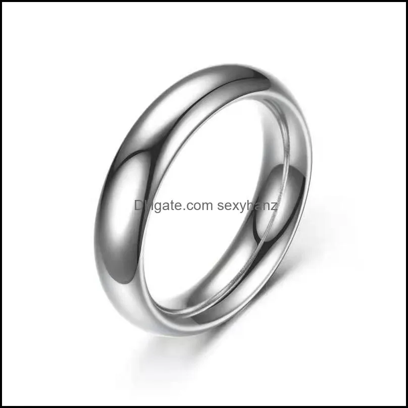 stainless steel wedding rings silver color smooth women men couple ring fashion jewelry gift