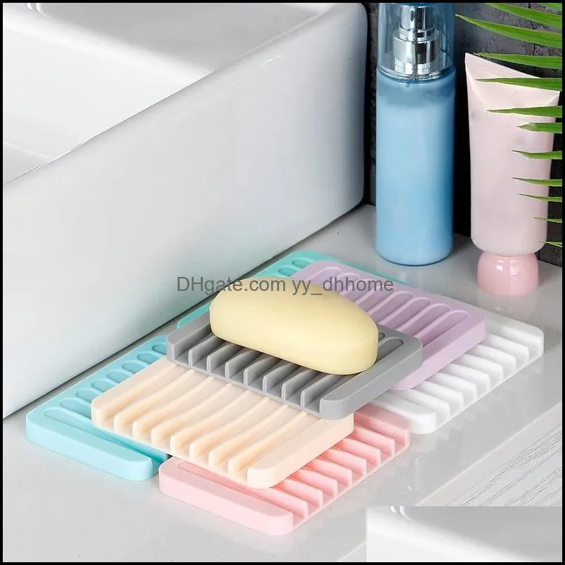 silicone soap dish storage holder flexible bathroom fixtures tray soapbox soap dishes plate holder