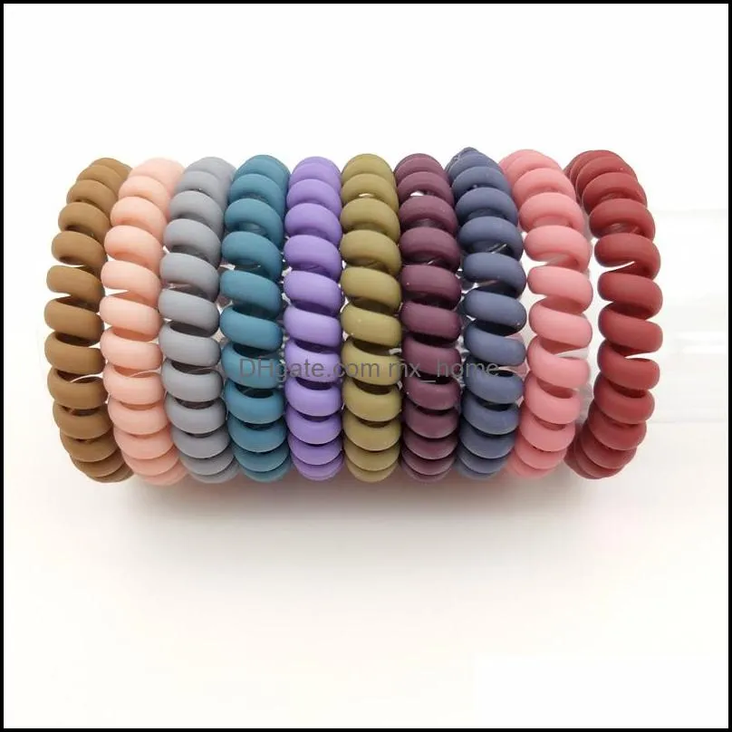 frosted colored telephone wire elastic hair bands for girls headwear ponytail holder rubber bands women hair accessories