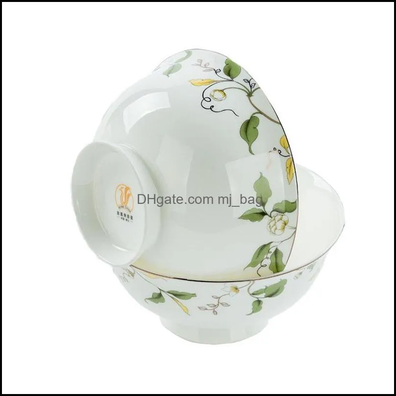 bowls 6-inch ceramic high foot bowl rice anti scalding household tableware porcelain robin