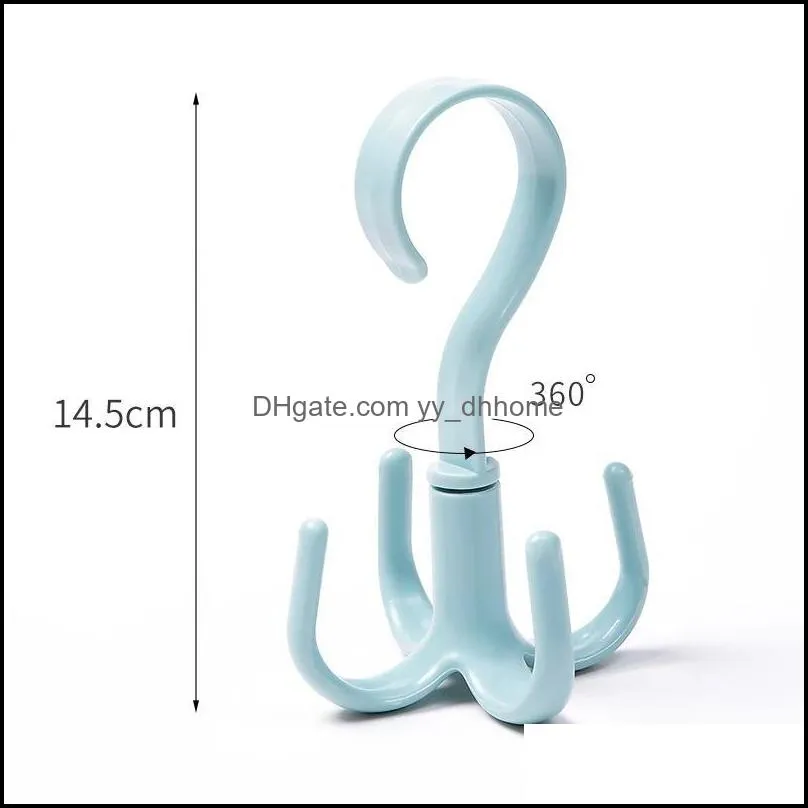 360 degrees rotate four claws hooks dry wet dual use towel hanger home clothes shoes sundries multi-function