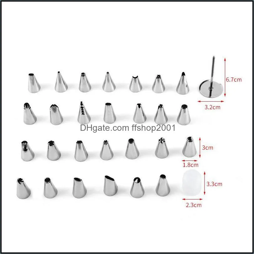 baking & pastry tools stainless steel cake nozzle set with boxs mouth icing piping cream cookie decor diy decorating tip