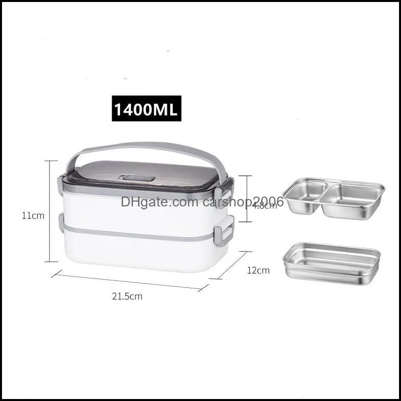 dinnerware sets 1400ml double layer stainless steel 304 lunch box leak-proof bento set microwave adult student containerdinnerware