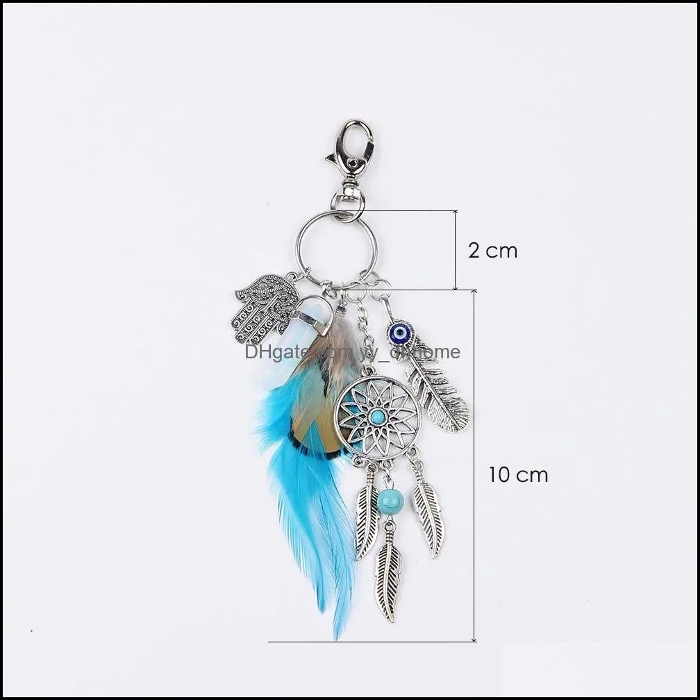 dreamcatcher keyring bag tassel charm fashion boho jewelry feather keychain opal stone artilady natural for ladies metal