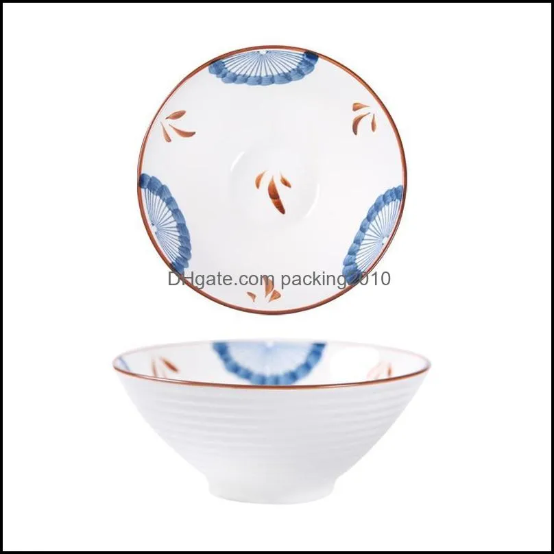 bowls hand-painted japanese-style noodle bowl, ceramic tableware, bowl and dish set, household restaurant hat large soup