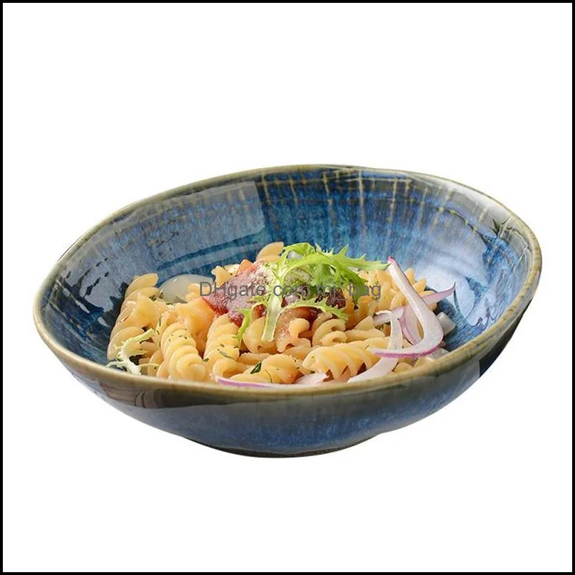 bowls kiln change creative fabric pattern salad bowl retro ceramic western soup japanese noodle snack taste dishes irre