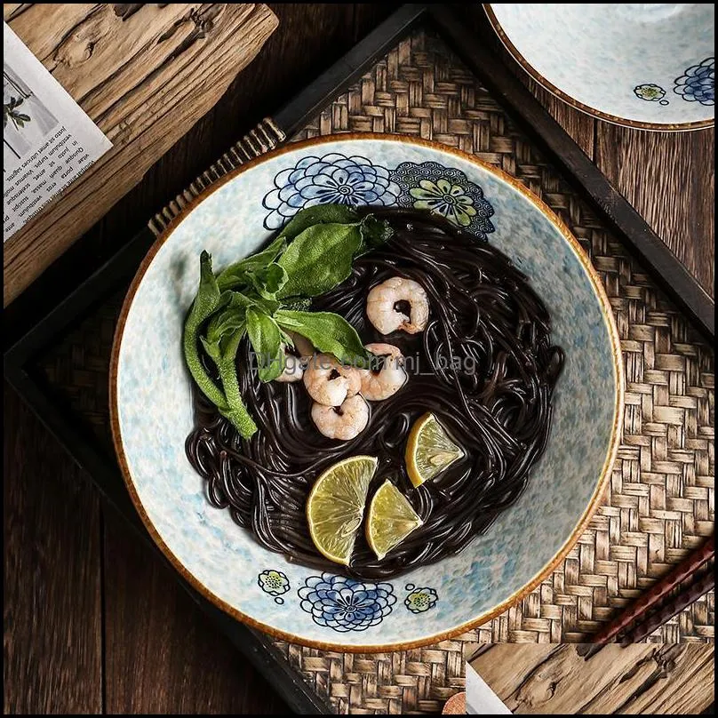 japanese-style ceramic soup bowl, ramen household creative fruit salad cold noodle rice ta bowls