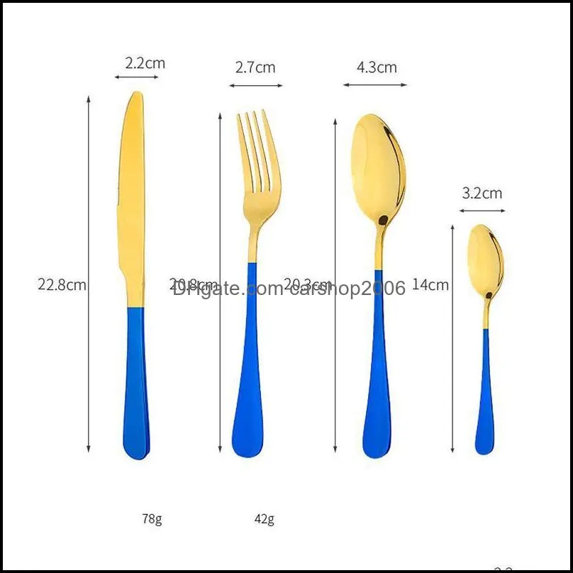 stainless steel cutlery set 24pcs/6sets of dishes tableware sets dinnerware tourist knifes spoons forks kitchen utensils