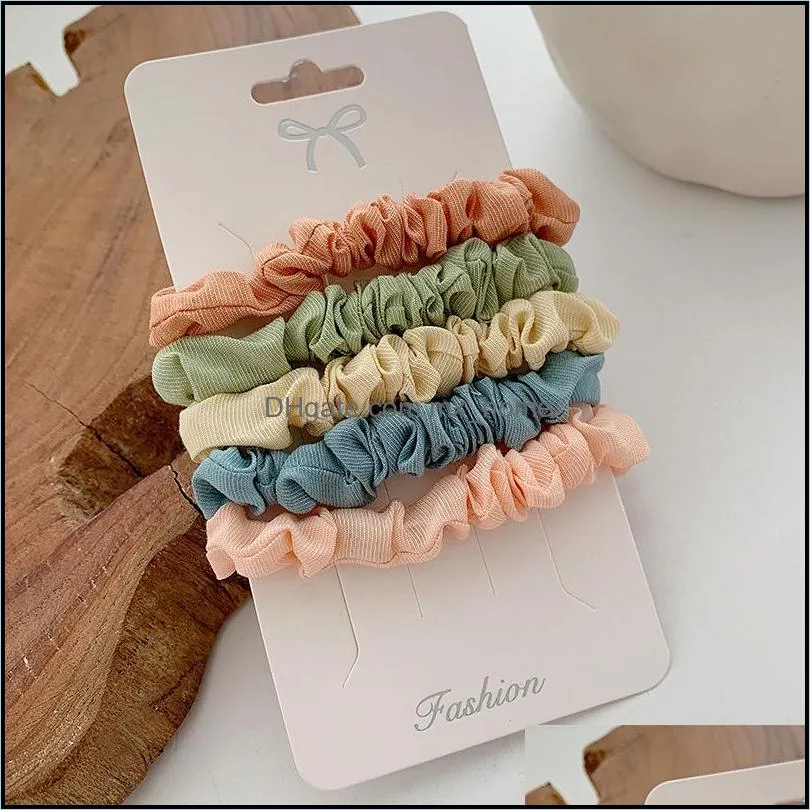 5 pieces/lot scrunchie hairband hair tie 11 style girl hair accessories satin stretch ponytail holders handmade gift headband mxhome