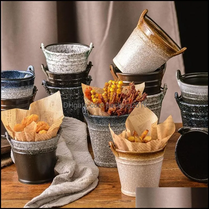 japanese style ceramic popcorn bucket mini snack bucket icing french fries tin pails ice birthday party favors