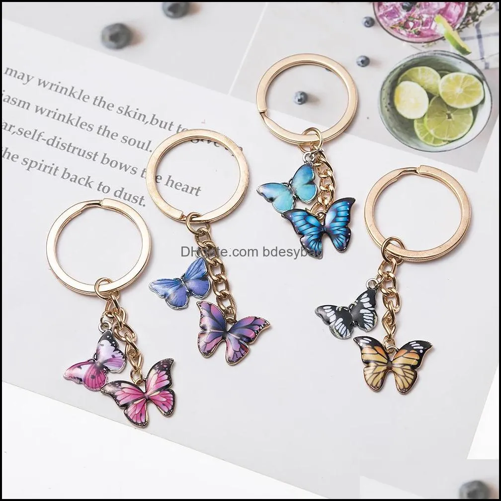 butterfly shape keyrings crystal rhinestone keychain key chain sparkling key ring charm purse pendant handbag 211833