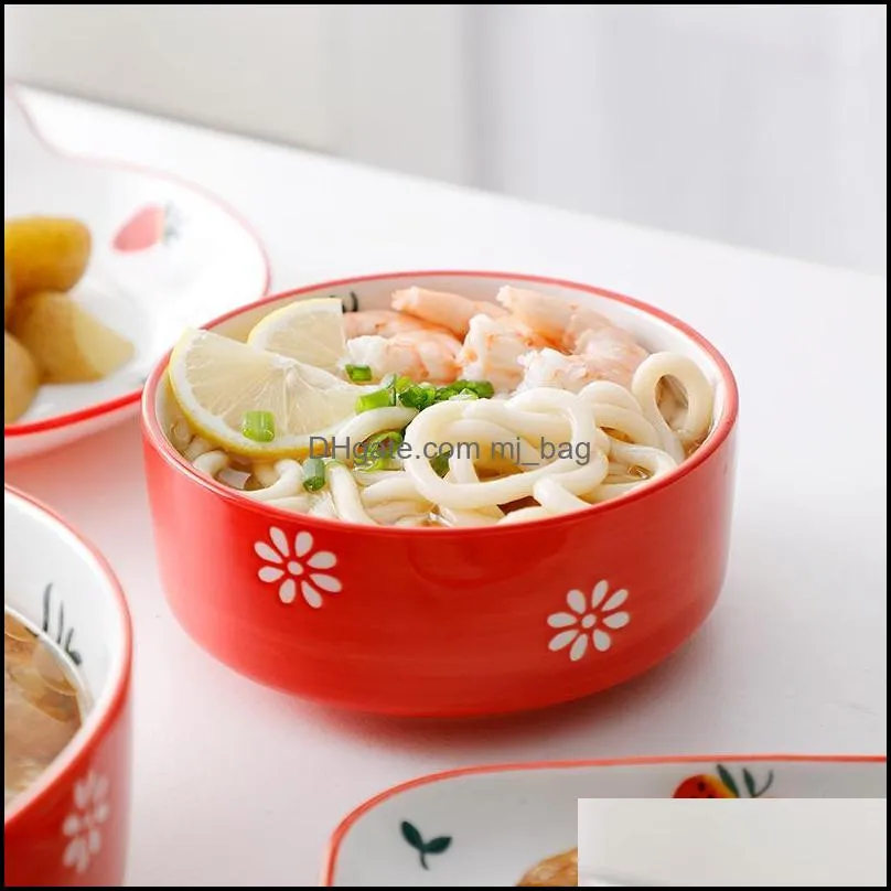 creative household ceramic bowl spoon 4 inch 5 rice noodles net red salad soup tableware bowls