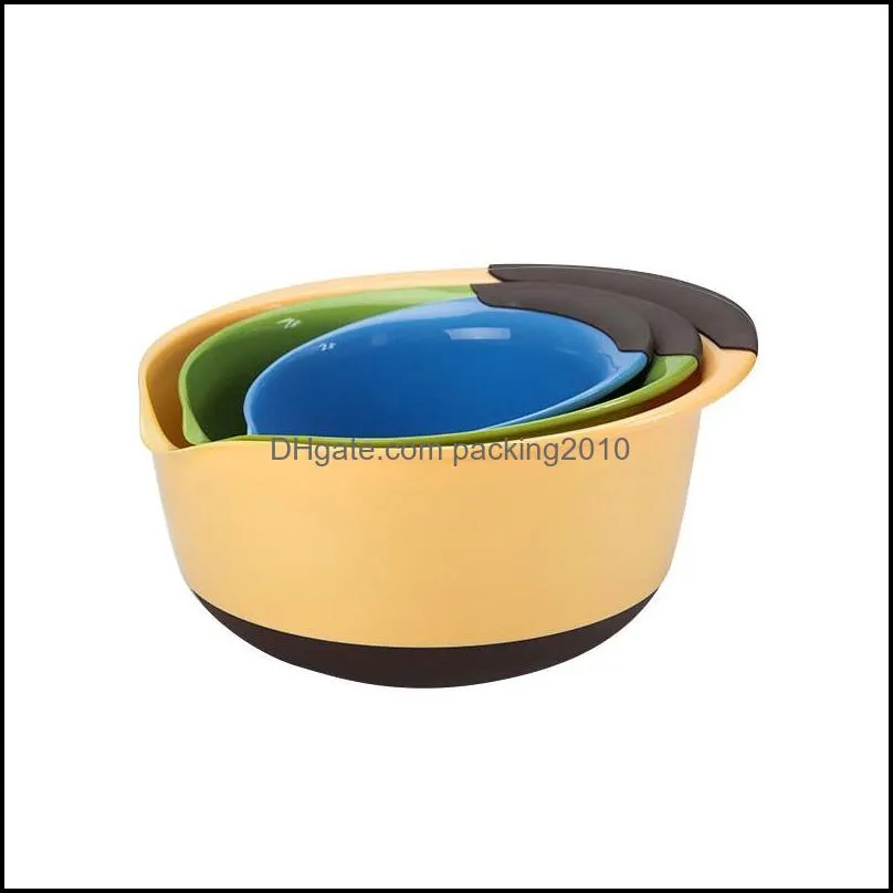 bowls 3pcs/pack grade plastic wash vegetables pots bpa free salad bowl kneading basin