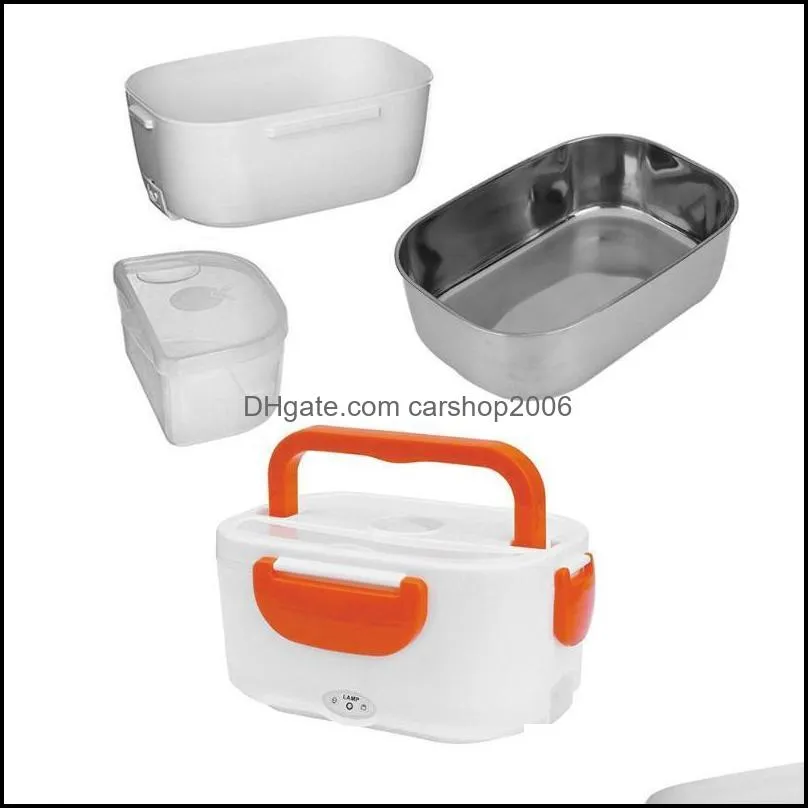 dinnerware sets 2 in 1 home car use electric heated lunch boxes plastic storage container 12v 220v 110v portable dish bento box