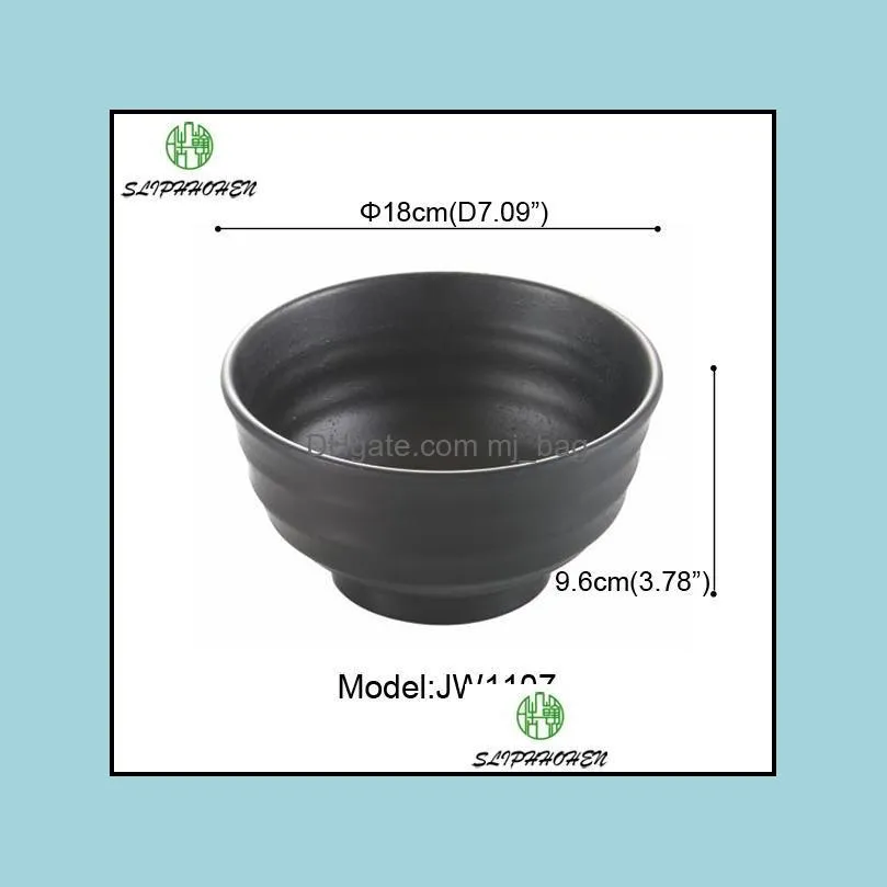 a5 melamine bowl black frost imitation porcelain dinnerware 5/6/7/8 inch restaurant household round noodle bowl