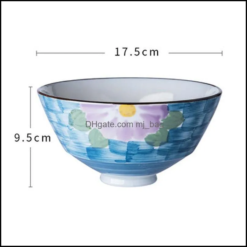 japanese style ramen bowl creative household high-legged dish hand-painted tableware personalized ceramic soup bow bowls