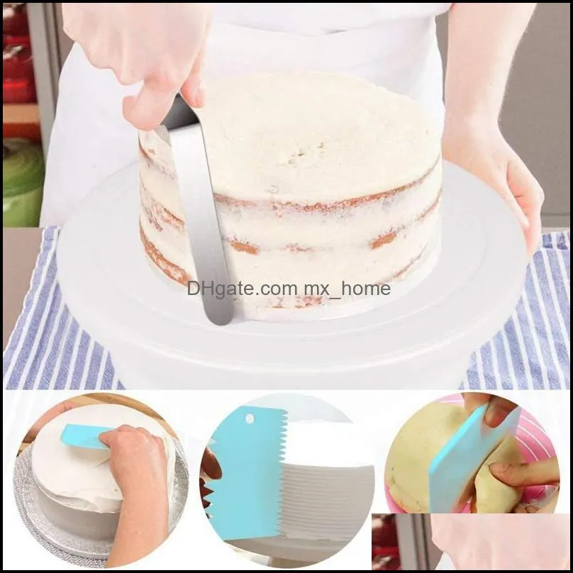 106pcs plastic cake stand turntable rotating dough knife decorating fondant tool 10 inch cream baking & pastry tools