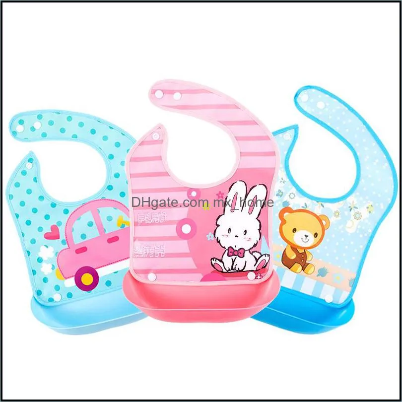 peva waterproof bibs cartoon baby girl boy saliva removable bib eating silicone snap buckle car bar mxhome