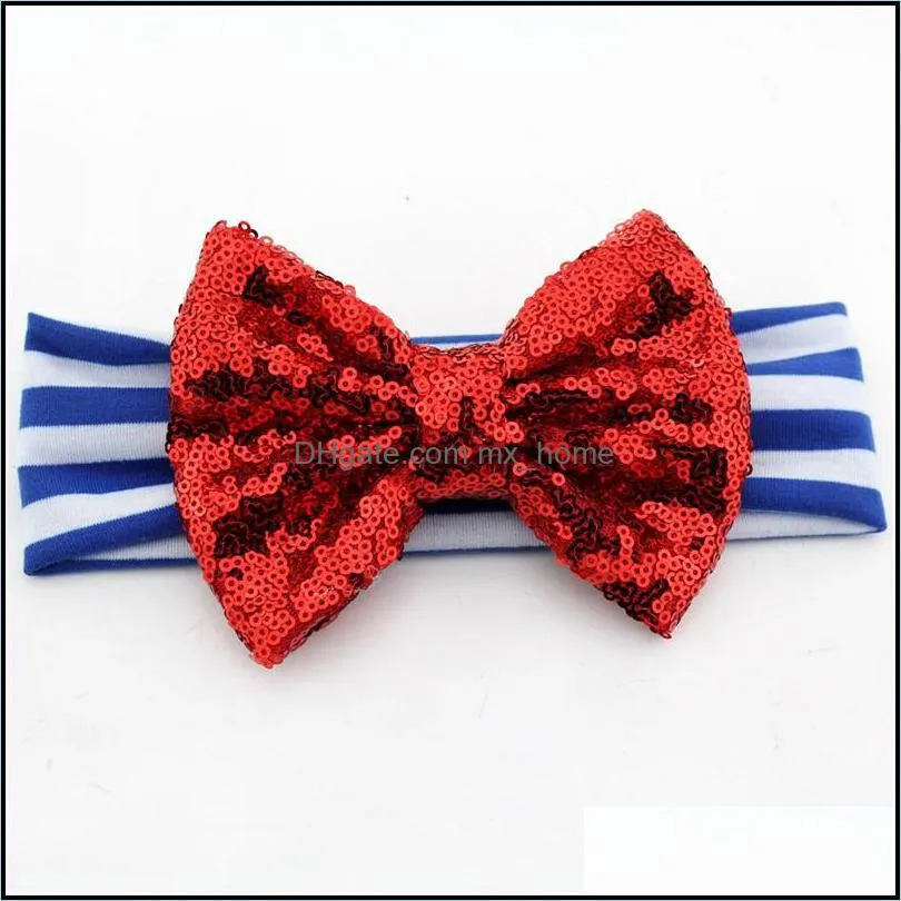 american flag children`s hair bow baby girls bowknot headband kids head accessories with sequins mxhome