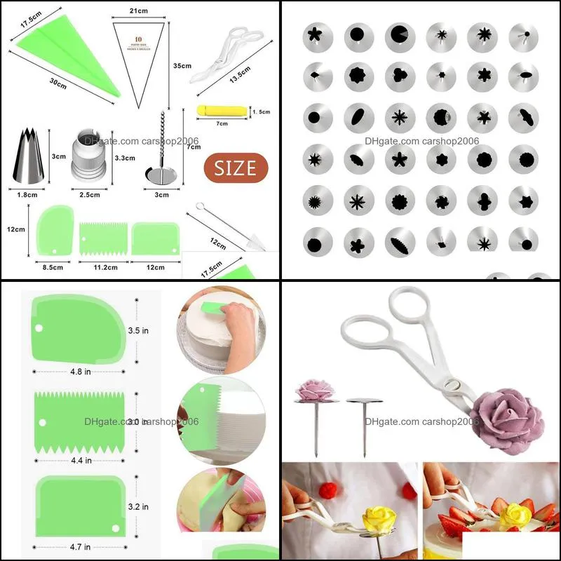 baking & pastry tools 62 pcs/set bags nozzle set tpu bag tips kitchen diy icing piping cream reusable cake decorating tool