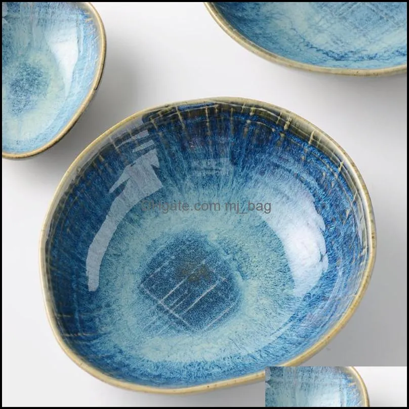 bowls kiln change creative fabric pattern salad bowl retro ceramic western soup japanese noodle snack taste dishes irre