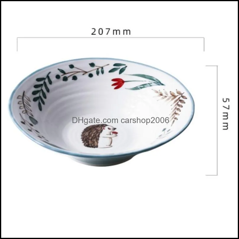 household 8 inch ceramic noodle bowl creative restaurant forest animal large dinnerwale wf bowls