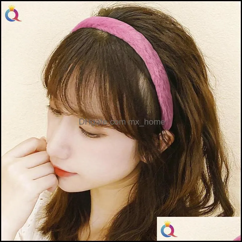 fluffy head hoops faux rabbit hair band elegant women hairbands girls party hair headwarp winter hair accessories 7 colors mxhome