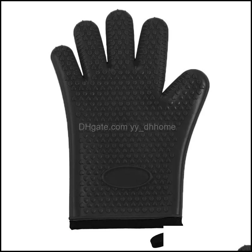 1pc silicone glove with lanyard kitchen grilling gloves oven mitt heat resistant non-slip cooking bbq grill glove baking glove