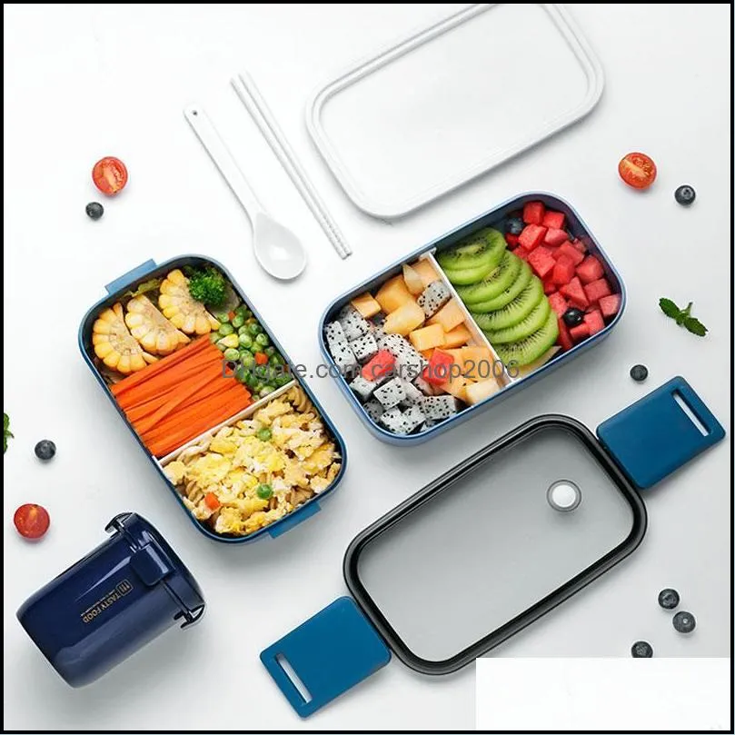 dinnerware sets japanese style multi-layer lunch box container storage portable leak-proof bento for kids with soup cup breakfast