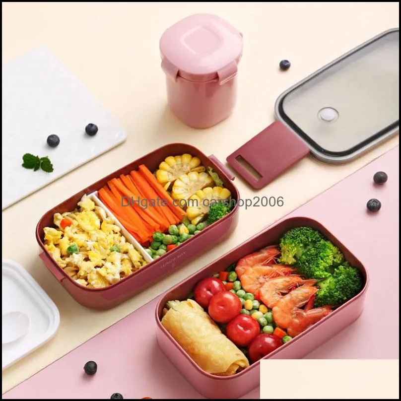 dinnerware sets japanese style multi-layer lunch box container storage portable leak-proof bento for kids with soup cup breakfast