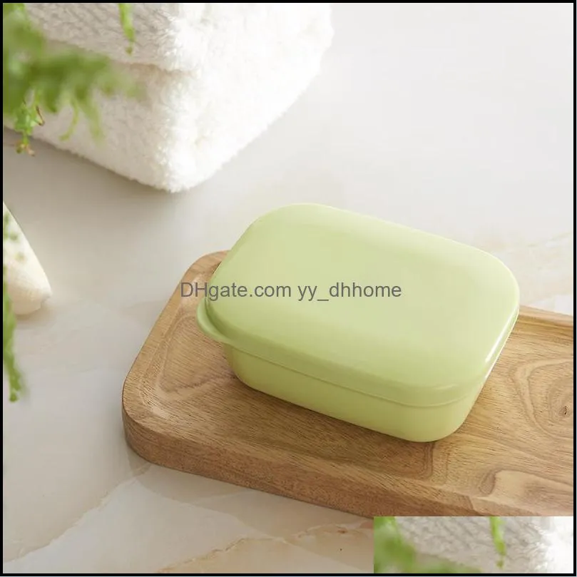 double layers handmade soap box travel portable lid soap box with drain layer draining holder soap dish bathroom