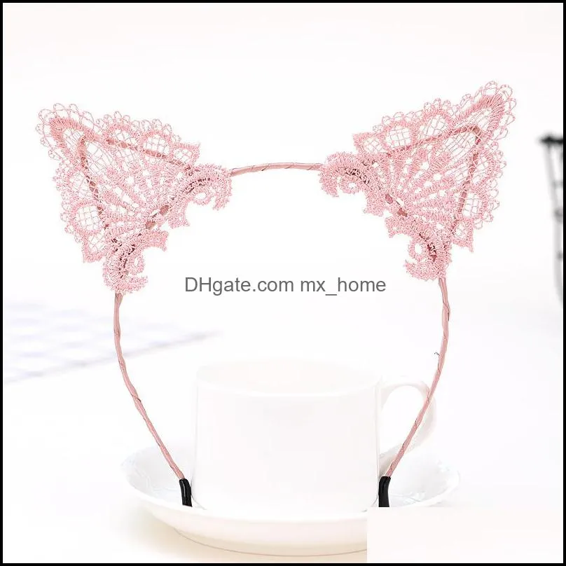 lace headband cat ear girls head hoops elastic hair band wedding party photography style headwear women hair accessories