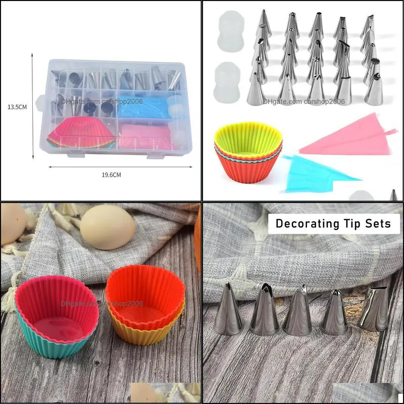 baking & pastry tools 32pcs stainless steel boxed decorating tip sets bag cream tpu cake decoration accessoriescake