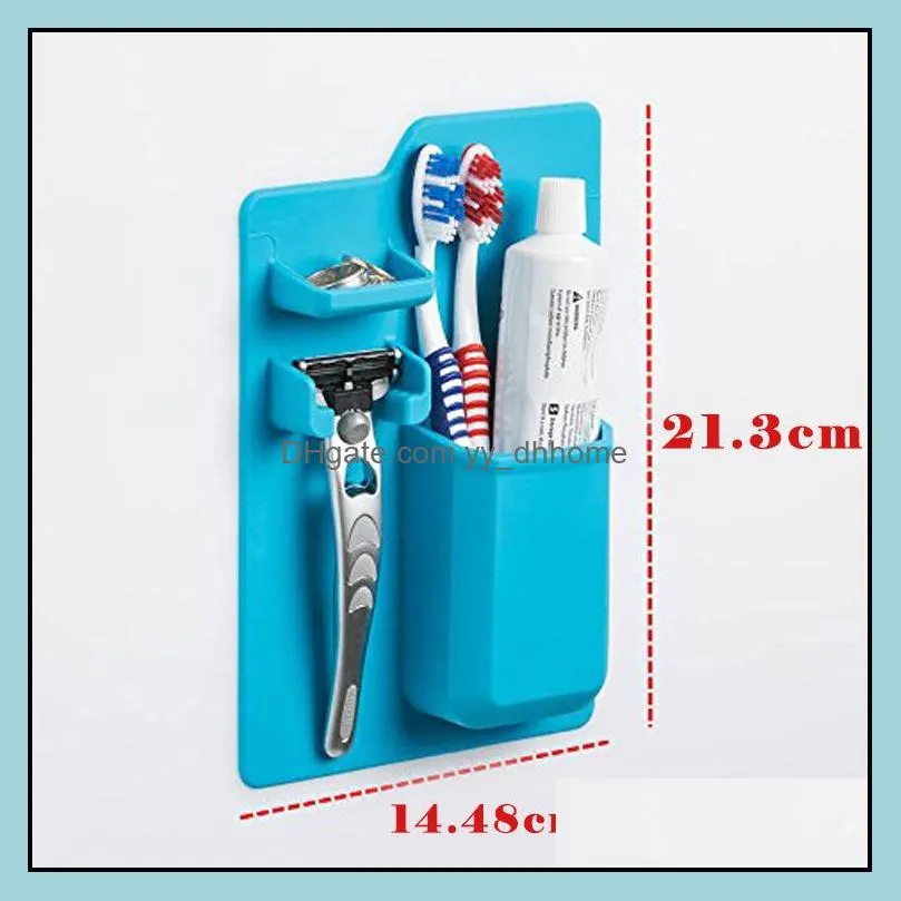 toothpaste toothbrush shaver holder wall mount bathroom storage organizer silicone holder