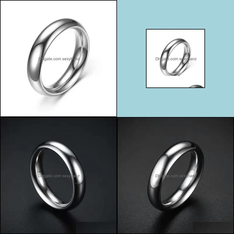 stainless steel wedding rings silver color smooth women men couple ring fashion jewelry gift