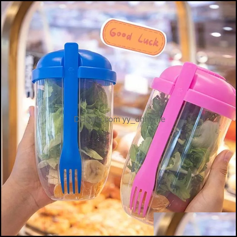 portable salad meal shaker mugs 1000ml  salads cup to go container with fork dressing holder breakfast food storage bento box